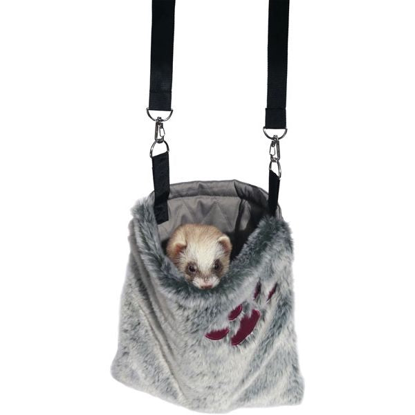 Ferret peeking out from Snoozing & Carrying Bag