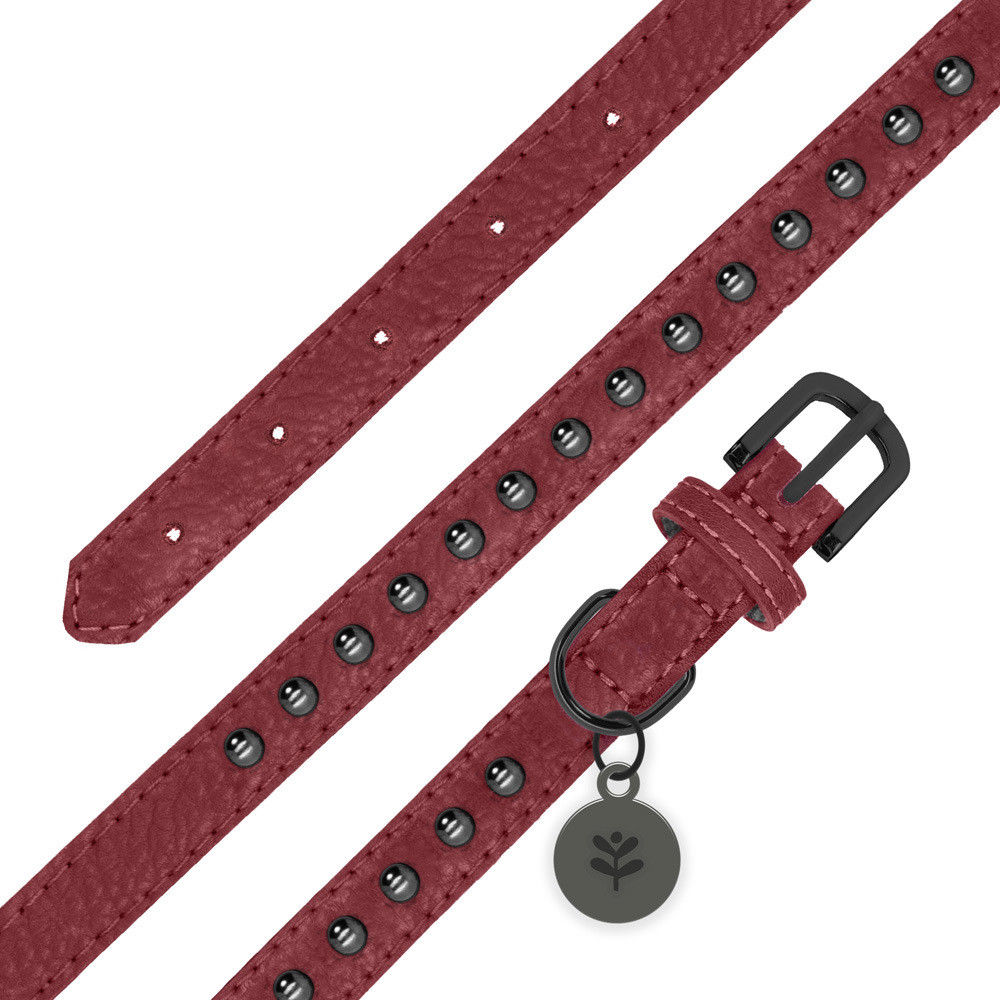 Sotnos Oxblood Studded Dog Collar